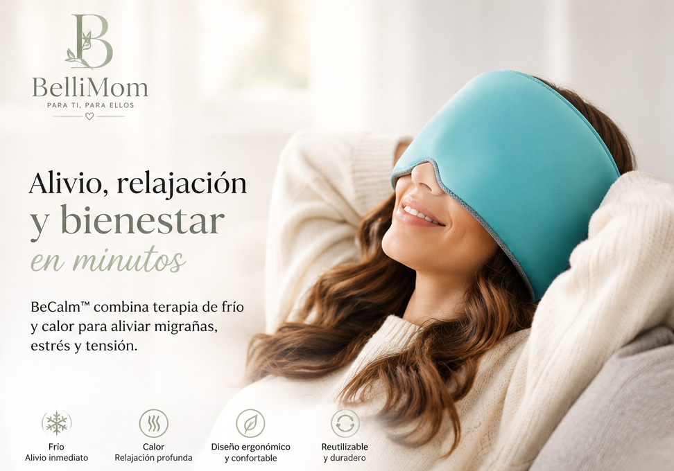 BeCalm™ | Antifaz Terapéutico de Gel Frío y Calor para Migrañas, Estrés y Relax